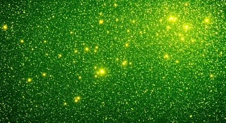Shiny green glitter background with gold sparkle texture. Festive and abstract.