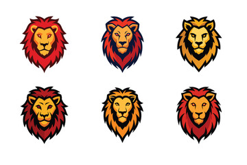 Fototapeta premium Lion Head mascot icon set vector illustration