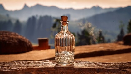 Obraz premium empty clean glass bottle on heritage