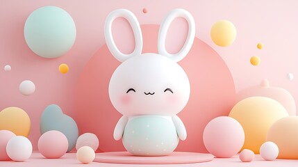 Adorable Bunny in Pastel Sphere Setting