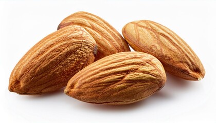 group of almonds isolated on white