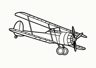 Vintage retro airplanes. A set of illustrations made in watercolor by hand. An ancient flying transport.