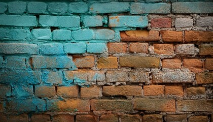 close up of paint on old brick wall