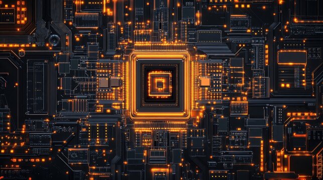 A zoomed-in image of a digital microchip layout, showing its compact and efficient design for modern electronic devices