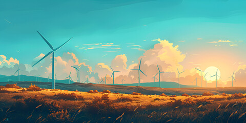 Solar-Powered Sustainable Village with Windmills Driving Green Energy Revolution Eco-Friendly Village View Powered by Solar Energy and Sustainable Windmills