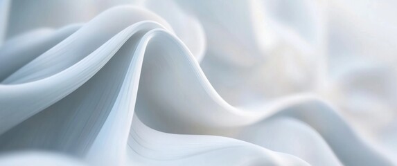 Obraz premium Flowing folds of light fabric create an abstract design that embodies minimalism with soft textures and serene color tones