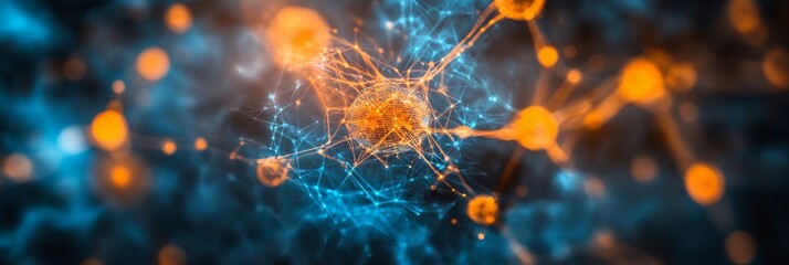 Abstract Technology Network Geometric Shapes Symbolizing Data Flow on Soft Defocused Background