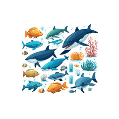 Vector Illustrations of Plastic Pollution in the Environment