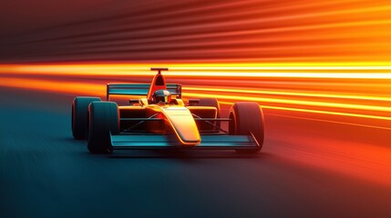 Bold and Dynamic Racing Car in Motion with Intense Blurred Background Conveying Speed and Power in an Energetic Motorsport Setting