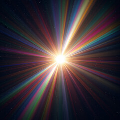 Obraz premium Vibrant Rainbow Light Rays Radiating from a Central Point