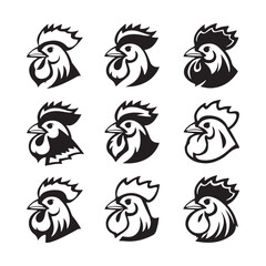 chicken silhouettes, set of chicken vector, silhouettes of hen chicken collection. silhouette chicken family