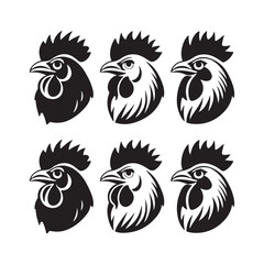 chicken silhouettes, set of chicken vector, silhouettes of hen chicken collection. silhouette chicken family