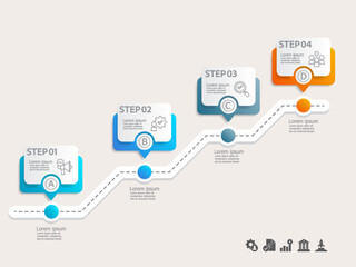 simple infographics timeline business workflow background with business icon 4 steps for report, presentation