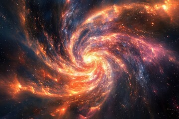 Fiery Cosmic Spiral Galaxy Swirling Through Space