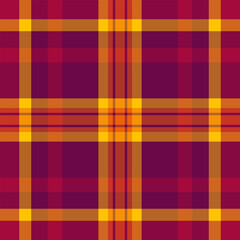 Baby texture textile plaid, model fabric tartan check. India seamless pattern background vector in pink and red colors.
