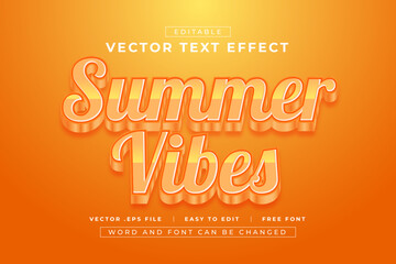 Editable 3D Summer Vibes text effect with orange light background