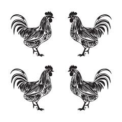 Chicken Silhouette, Vector EPS10 Illustration Vector black silhouette of a hen on a white background.