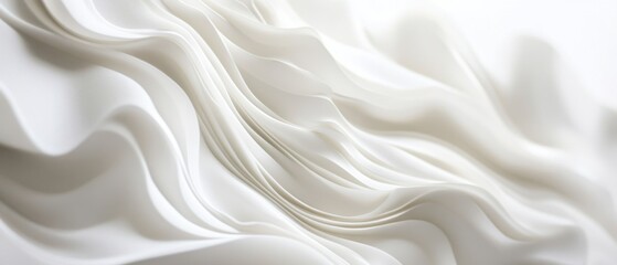 Fototapeta premium Soft waves and gentle folds in a minimalistic design showcase an elegant and calming abstract aesthetic in white tones