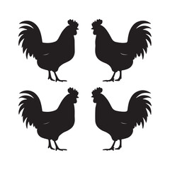 Chicken Silhouette, Vector EPS10 Illustration Vector black silhouette of a hen on a white background.