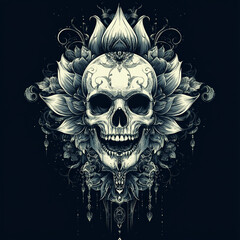 Skull and Lotus illustration