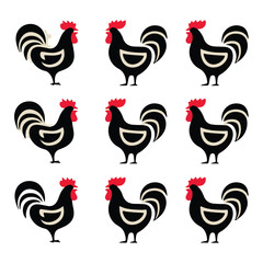 Chicken Silhouette, Vector EPS10 Illustration Vector black silhouette of a hen on a white background.