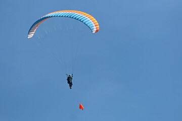 Paraglider being towed by a winch	