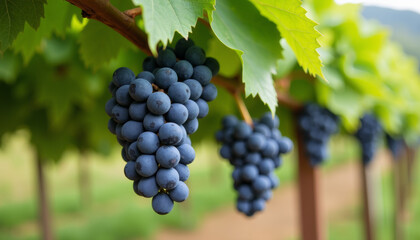 Fototapeta premium Close-up of a bunch of juicy blue grapes