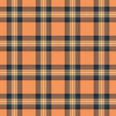 Color tartan seamless check, window plaid background fabric. Menswear textile pattern vector texture in orange and dark colors.