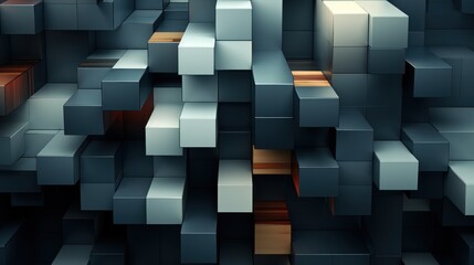 Abstract 3D Cube Composition: A Symphony of Grey, White, and Brown Hues