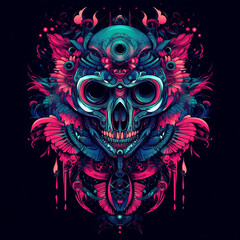 Skull and Owl illustration