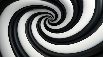 Fototapeta premium Abstract Black and White Swirl Vortex: A mesmerizing digital art piece featuring a hypnotic spiral pattern in contrasting monochrome shades.