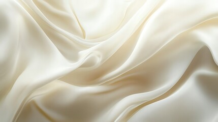 Elegant silky fabric in soft cream hues, perfect for fashion, decor, or artistic backgrounds.