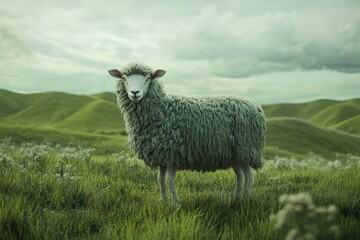 Fototapeta premium Sweet Lamb in Green Pasture