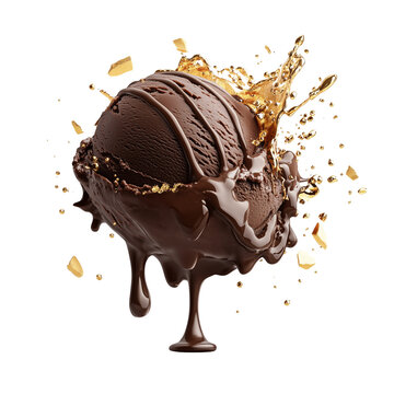 Melting chocolate ice cream with gold flakes  
