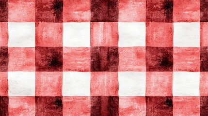 Watercolor red and white gingham pattern.