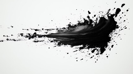 Dynamic black paint splash on white background, perfect for creative and artistic projects.