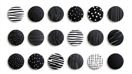 A set of abstract black handdrawn backgrounds with doodlestyle shapes including spots drops curves and lines Trendy and modern for creative projects