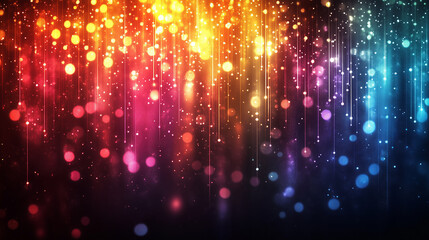 Obraz premium Iridescent light patterns on black, with prism light effects creating vibrant radiant colors and soft gradients, perfect for creative overlays