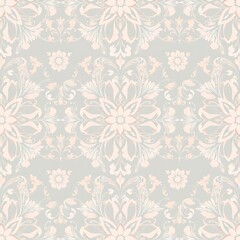 Pastel Floral Damask Seamless Pattern 