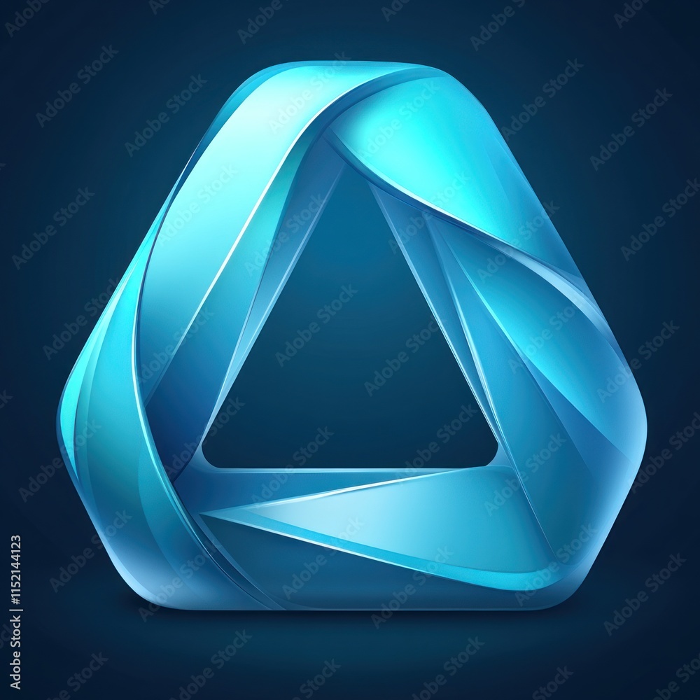 Wall mural abstract blue triangular design element.