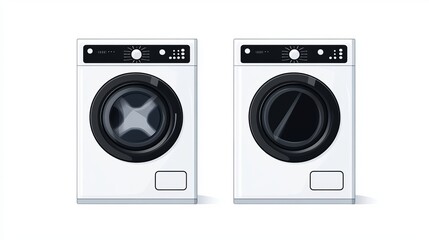Fototapeta premium Black and white flat vector icon of a washing machine with editable stroke a clean design symbolizing laundry essentials