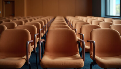 Fototapeta premium Empty Auditorium Chairs - Awaiting the Event