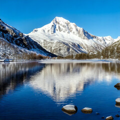 mountain lake reflection