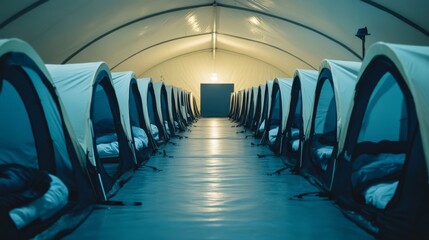 Obraz premium Indoor Shelters with Ambient Light in Isolated Setting