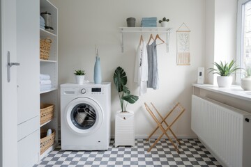 Modern minimalist laundry room.