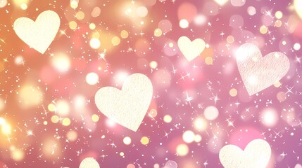 Romantic Heart Bokeh Background with Soft Glitter and Lights