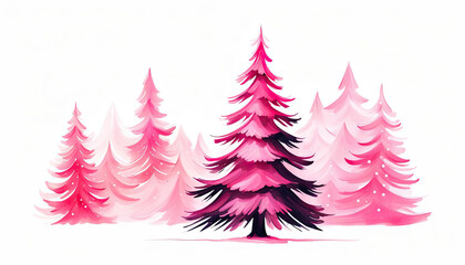 Obraz premium Cute pink christmas trees with copy space
