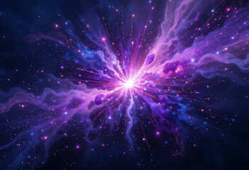 Celestial Explosion of Vibrant Purple and Blue Stardust in a Dreamy Galactic Nebula