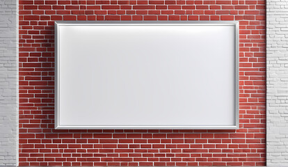 Eine unbeschriftete Werbetafel an einer Fassade aus Backsteinen. Freier Platz Aussenwerbung Werbetafel für die Präsentation von einer Nachricht oder Werbung