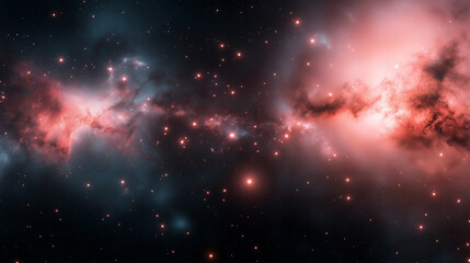 Fototapeta premium A vivid cosmic scene featuring a glowing nebula and scattered stars, showcasing the mesmerizing beauty of the universe's mysteries.